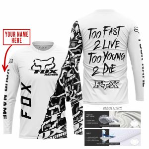 Custom name BraapGirls TOO FAST TO LIVE TOO YOUNG TO DIE – LIMITED EDITION – CUSTOM NAME – FOX RACING – WHITE Brands for motocross girls and dirt bike riders...