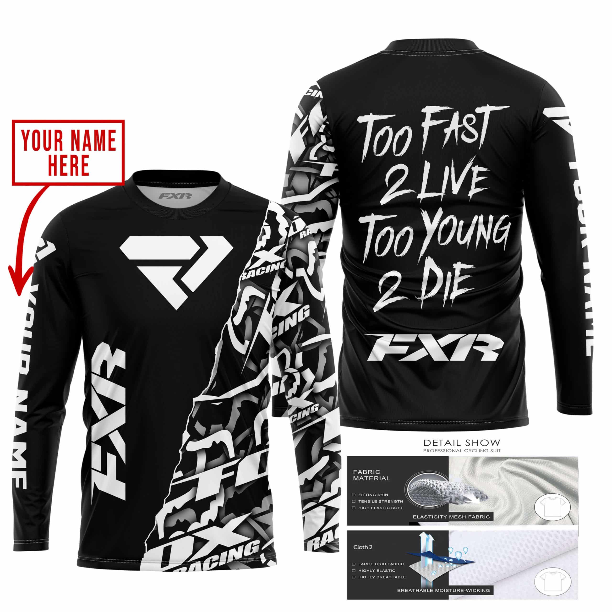 TOO FAST TO LIVE TOO YOUNG TO DIE - LIMITED EDITION - CUSTOM NAME - FXR - BLACK view 3
