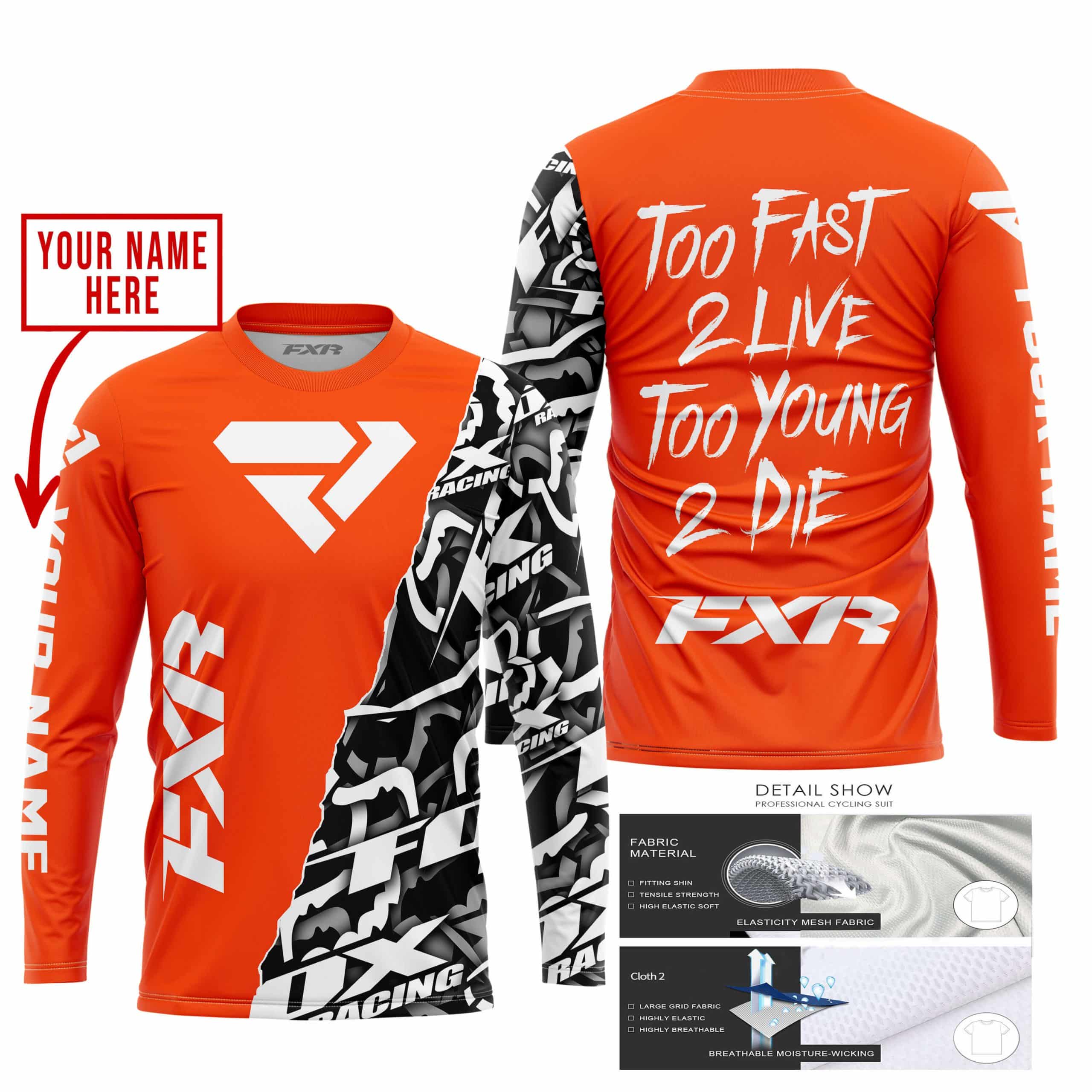 TOO FAST TO LIVE TOO YOUNG TO DIE - LIMITED EDITION - CUSTOM NAME - FXR - ORANGE view 3