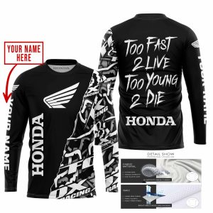 Custom name BraapGirls TOO FAST TO LIVE TOO YOUNG TO DIE – LIMITED EDITION – CUSTOM NAME – HONDA – BLACK Brands for motocross girls and dirt bike riders - Br...