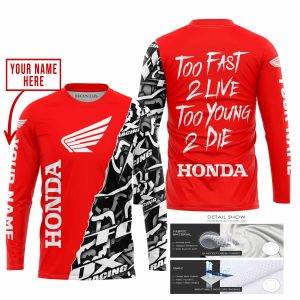 Custom name BraapGirls TOO FAST TO LIVE TOO YOUNG TO DIE – LIMITED EDITION – CUSTOM NAME – HONDA – RED Brands for motocross girls and dirt bike riders - Bran...
