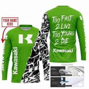 Custom name BraapGirls TOO FAST TO LIVE TOO YOUNG TO DIE – LIMITED EDITION – CUSTOM NAME – KAWASAKI – GREEN Brands for motocross girls and dirt bike riders -...