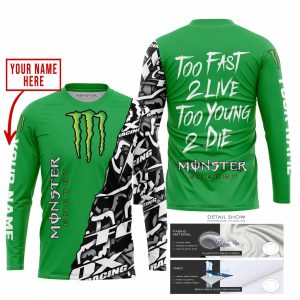 Custom name BraapGirls TOO FAST TO LIVE TOO YOUNG TO DIE – LIMITED EDITION – CUSTOM NAME – MONSTER – GREEN Brands for motocross girls and dirt bike riders - ...