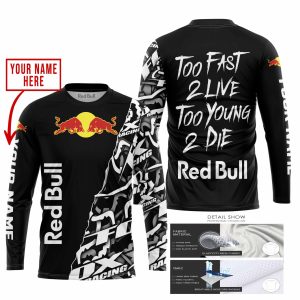 Custom name BraapGirls TOO FAST TO LIVE TOO YOUNG TO DIE – LIMITED EDITION – CUSTOM NAME – RED BULL – BLACK Brands for motocross girls and dirt bike riders -...