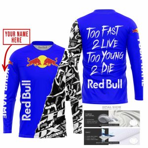 Custom name BraapGirls TOO FAST TO LIVE TOO YOUNG TO DIE – LIMITED EDITION – CUSTOM NAME – RED BULL – BLUE Brands for motocross girls and dirt bike riders - ...