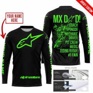 Custom name BraapGirls MX DAD – PERSONALISED GIFTS FOR CHILDREN & ADULTS – ALPINESTARS – GREEN Alpinestars for motocross girls and dirt bike riders - Alpines...