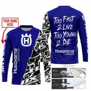 Custom name BraapGirls TOO FAST TO LIVE TOO YOUNG TO DIE – LIMITED EDITION – CUSTOM NAME – HUSQVARNA – NAVY Brands for motocross girls and dirt bike riders -...