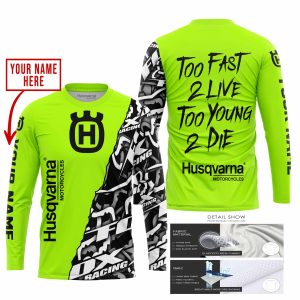 Custom name BraapGirls TOO FAST TO LIVE TOO YOUNG TO DIE – LIMITED EDITION – CUSTOM NAME – HUSQVARNA – NEON Brands for motocross girls and dirt bike riders -...