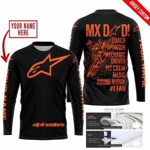 Custom name BraapGirls MX DAD – PERSONALISED GIFTS FOR CHILDREN & ADULTS – ALPINESTARS – ORANGE Alpinestars for motocross girls and dirt bike riders - Alpine...