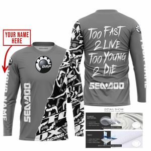 Custom name BraapGirls TOO FAST TO LIVE TOO YOUNG TO DIE – LIMITED EDITION – CUSTOM NAME – SEA DOO – GREY Brands for motocross girls and dirt bike riders - B...