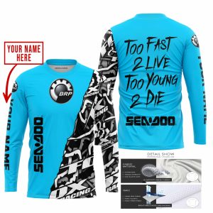 Custom name BraapGirls TOO FAST TO LIVE TOO YOUNG TO DIE – LIMITED EDITION – CUSTOM NAME – SEA DOO – SKY BLUE Brands for motocross girls and dirt bike riders...