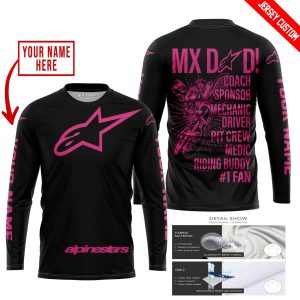 Custom name BraapGirls MX DAD – PERSONALISED GIFTS FOR CHILDREN & ADULTS – ALPINESTARS – PINK 1 Alpinestars for motocross girls and dirt bike riders - Alpine...
