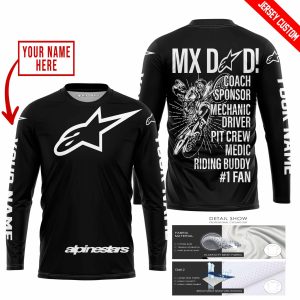 Custom name BraapGirls MX DAD – PERSONALISED GIFTS FOR CHILDREN & ADULTS – ALPINESTARS – WHITE Alpinestars for motocross girls and dirt bike riders - Alpines...