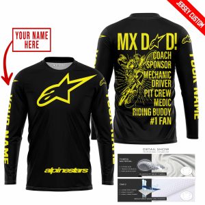 Custom name BraapGirls MX DAD – PERSONALISED GIFTS FOR CHILDREN & ADULTS – ALPINESTARS – YELLOW Alpinestars for motocross girls and dirt bike riders - Alpine...