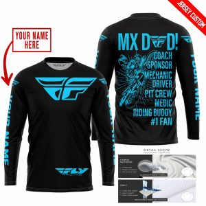 Custom name BraapGirls MX DAD – PERSONALISED GIFTS FOR CHILDREN & ADULTS – FLY RACING – SKY BLUE Brands for motocross girls and dirt bike riders - Brands view 1