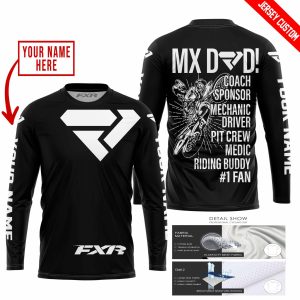 Custom name BraapGirls MX DAD – PERSONALISED GIFTS FOR CHILDREN & ADULTS – FXR – BLACK WHITE Brands for motocross girls and dirt bike riders - Brands view 1