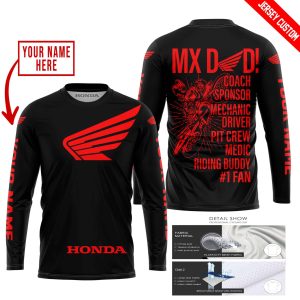 Custom name BraapGirls MX DAD – PERSONALISED GIFTS FOR CHILDREN & ADULTS – HONDA -BLACK RED Brands for motocross girls and dirt bike riders - Brands view 1