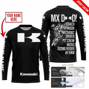 Custom name BraapGirls MX DAD – PERSONALISED GIFTS FOR CHILDREN & ADULTS – KAWASAKI – BLACK WHITE Brands for motocross girls and dirt bike riders - Brands vi...