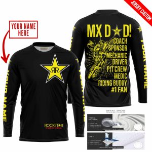 Custom name BraapGirls MX DAD – PERSONALISED GIFTS FOR CHILDREN & ADULTS – ROCKSTAR – BLACK YELLOW Brands for motocross girls and dirt bike riders - Brands v...
