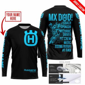 Custom name BraapGirls MX DAD – PERSONALISED GIFTS FOR CHILDREN & ADULTS – HUSQVARNA – BLACK SKY BLUE Brands for motocross girls and dirt bike riders - Brand...