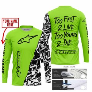 Custom name BraapGirls TOO FAST TO LIVE TOO YOUNG TO DIE – LIMITED EDITION – CUSTOM NAME – ALPINESTARS – GREEN 1 Alpinestars for motocross girls and dirt bik...