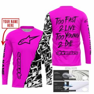 Custom name BraapGirls TOO FAST TO LIVE TOO YOUNG TO DIE – LIMITED EDITION – CUSTOM NAME – ALPINESTARS – PINK Alpinestars for motocross girls and dirt bike r...