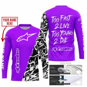 Custom name BraapGirls TOO FAST TO LIVE TOO YOUNG TO DIE – LIMITED EDITION – CUSTOM NAME – ALPINESTARS – PURPLE Alpinestars for motocross girls and dirt bike...