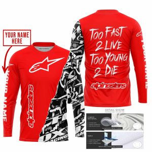 Custom name BraapGirls TOO FAST TO LIVE TOO YOUNG TO DIE – LIMITED EDITION – CUSTOM NAME – ALPINESTARS – RED Alpinestars for motocross girls and dirt bike ri...