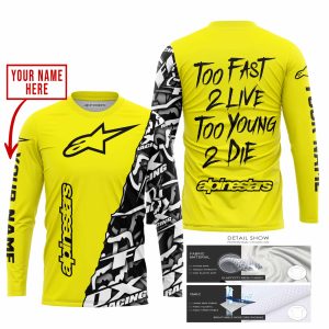 Custom name BraapGirls TOO FAST TO LIVE TOO YOUNG TO DIE – LIMITED EDITION – CUSTOM NAME – ALPINESTARS – YELLOW Alpinestars for motocross girls and dirt bike...