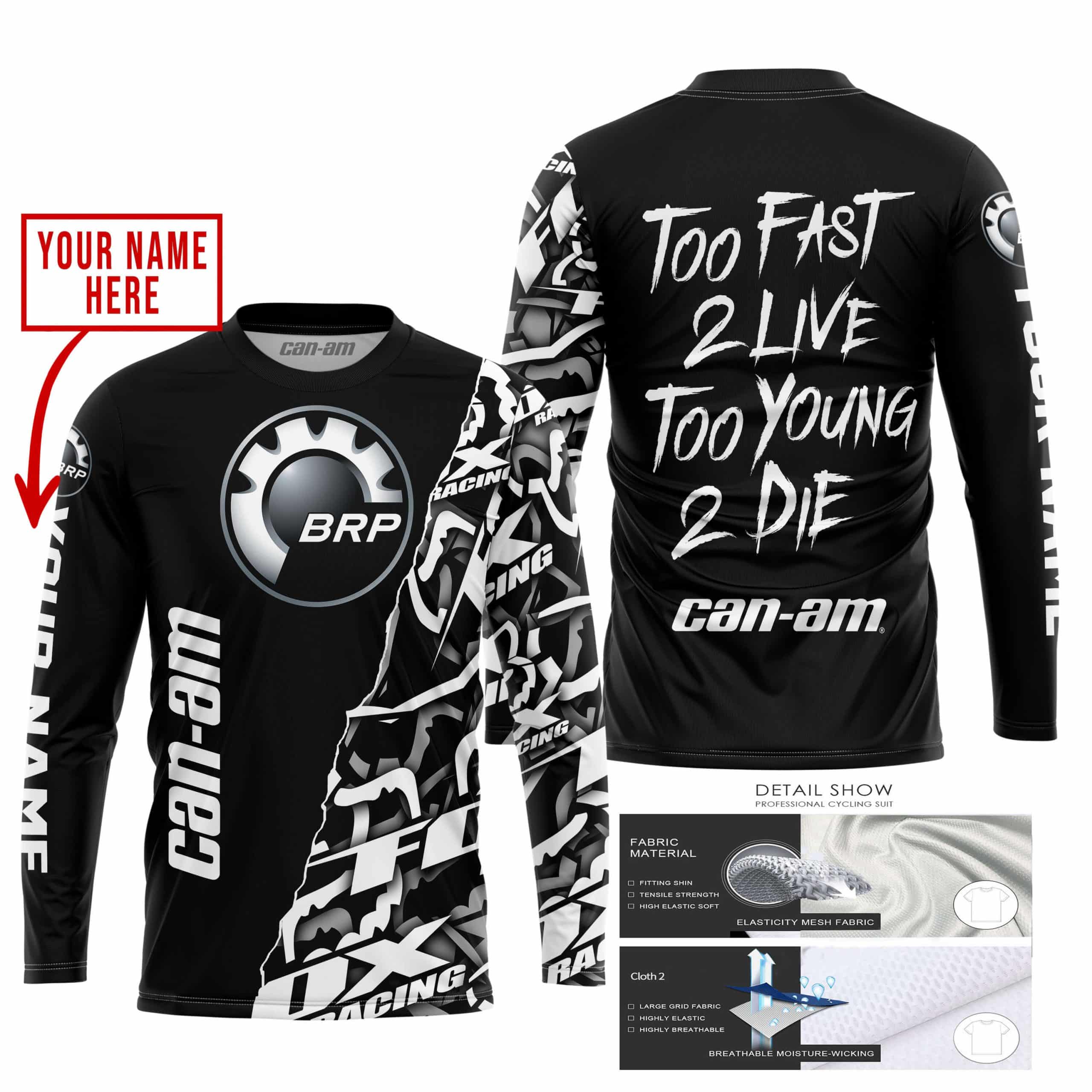 TOO FAST TO LIVE TOO YOUNG TO DIE - LIMITED EDITION - CUSTOM NAME - CAN AM - BLACK view 3