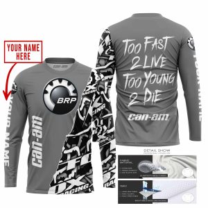 Custom name BraapGirls TOO FAST TO LIVE TOO YOUNG TO DIE – LIMITED EDITION – CUSTOM NAME – CAN AM – GREY Brands for motocross girls and dirt bike riders - Br...