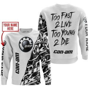 Custom name BraapGirls TOO FAST TO LIVE TOO YOUNG TO DIE – LIMITED EDITION – CUSTOM NAME – CAN AM – WHITE Brands for motocross girls and dirt bike riders - B...