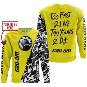 Custom name BraapGirls TOO FAST TO LIVE TOO YOUNG TO DIE – LIMITED EDITION – CUSTOM NAME – CAN AM – YELLOW Brands for motocross girls and dirt bike riders - ...