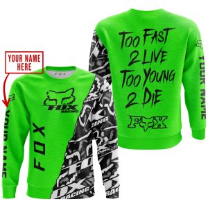 Custom name BraapGirls TOO FAST TO LIVE TOO YOUNG TO DIE – LIMITED EDITION – CUSTOM NAME – FOX RACING – GREEN Brands for motocross girls and dirt bike riders...