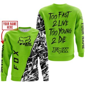 Custom name BraapGirls TOO FAST TO LIVE TOO YOUNG TO DIE – LIMITED EDITION – CUSTOM NAME – FOX RACING – GREEN 1 Brands for motocross girls and dirt bike ride...
