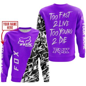 Custom name BraapGirls TOO FAST TO LIVE TOO YOUNG TO DIE – LIMITED EDITION – CUSTOM NAME – FOX RACING – PURPLE Brands for motocross girls and dirt bike rider...
