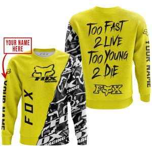 Custom name BraapGirls TOO FAST TO LIVE TOO YOUNG TO DIE – LIMITED EDITION – CUSTOM NAME – FOX RACING – YELLOW Brands for motocross girls and dirt bike rider...