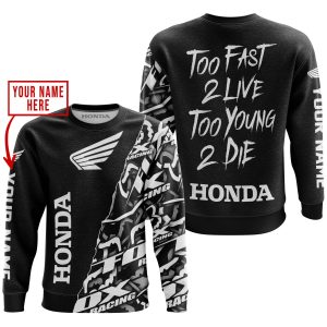 Custom name BraapGirls TOO FAST TO LIVE TOO YOUNG TO DIE – LIMITED EDITION – CUSTOM NAME – HONDA – BLACK Brands for motocross girls and dirt bike riders - Br...