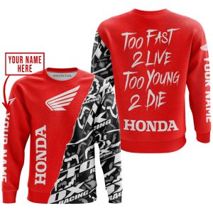 Custom name BraapGirls TOO FAST TO LIVE TOO YOUNG TO DIE – LIMITED EDITION – CUSTOM NAME – HONDA – RED Brands for motocross girls and dirt bike riders - Bran...
