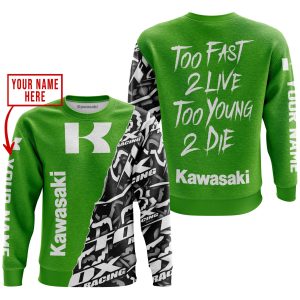 Custom name BraapGirls TOO FAST TO LIVE TOO YOUNG TO DIE – LIMITED EDITION – CUSTOM NAME – KAWASAKI – GREEN Brands for motocross girls and dirt bike riders -...