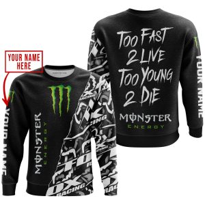 Custom name BraapGirls TOO FAST TO LIVE TOO YOUNG TO DIE – LIMITED EDITION – CUSTOM NAME – MONSTER – BLACK Brands for motocross girls and dirt bike riders - ...
