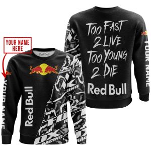 Custom name BraapGirls TOO FAST TO LIVE TOO YOUNG TO DIE – LIMITED EDITION – CUSTOM NAME – RED BULL – BLACK Brands for motocross girls and dirt bike riders -...