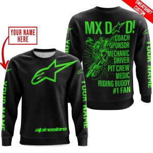 Custom name BraapGirls MX DAD – PERSONALISED GIFTS FOR CHILDREN & ADULTS – ALPINESTARS – GREEN Alpinestars for motocross girls and dirt bike riders - Alpines...