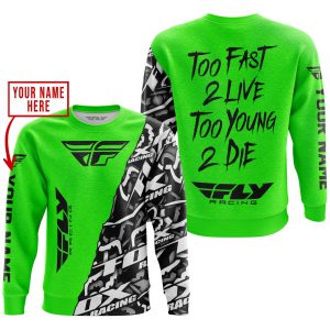 Custom name BraapGirls TOO FAST TO LIVE TOO YOUNG TO DIE – LIMITED EDITION – CUSTOM NAME – FLY RACING – GREEN Brands for motocross girls and dirt bike riders...