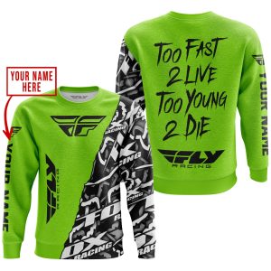Custom name BraapGirls TOO FAST TO LIVE TOO YOUNG TO DIE – LIMITED EDITION – CUSTOM NAME – FLY RACING – GREEN 1 Brands for motocross girls and dirt bike ride...