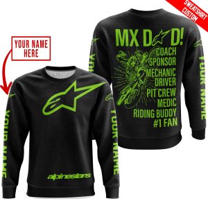 Custom name BraapGirls MX DAD – PERSONALISED GIFTS FOR CHILDREN & ADULTS – ALPINESTARS – GREEN 1 Alpinestars for motocross girls and dirt bike riders - Alpin...