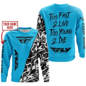 Custom name BraapGirls TOO FAST TO LIVE TOO YOUNG TO DIE – LIMITED EDITION – CUSTOM NAME – FLY RACING – SKY BLUE Brands for motocross girls and dirt bike rid...
