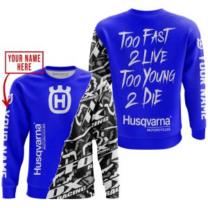 Custom name BraapGirls TOO FAST TO LIVE TOO YOUNG TO DIE – LIMITED EDITION – CUSTOM NAME – HUSQVARNA – BLUE Brands for motocross girls and dirt bike riders -...