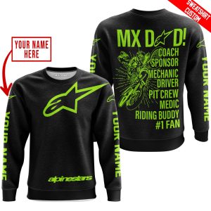 Custom name BraapGirls MX DAD – PERSONALISED GIFTS FOR CHILDREN & ADULTS – ALPINESTARS – NEON Alpinestars for motocross girls and dirt bike riders - Alpinest...