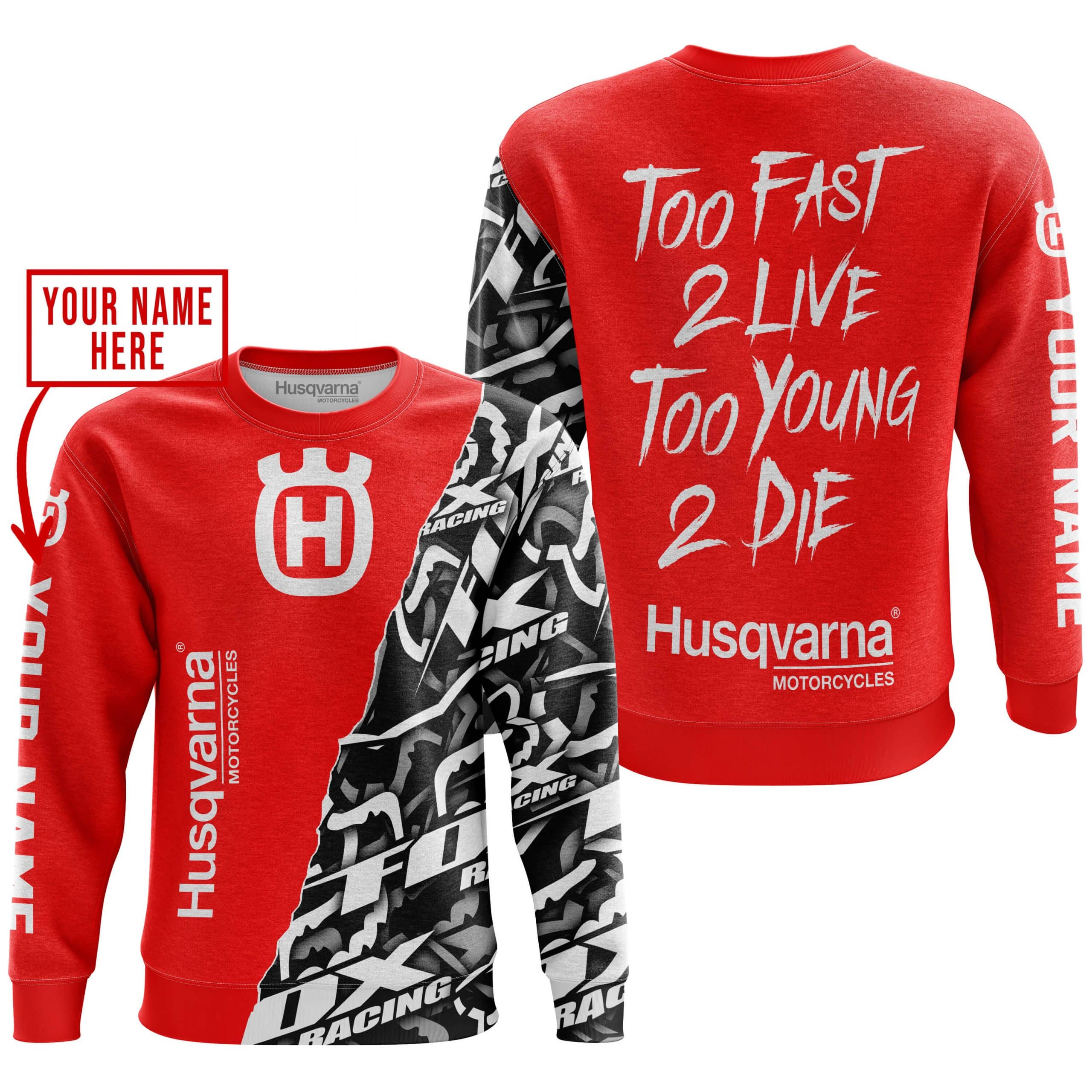 TOO FAST TO LIVE TOO YOUNG TO DIE - LIMITED EDITION - CUSTOM NAME - HUSQVARNA - RED view 4
